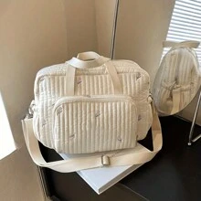 1pc Embroidered Bear Mommy Bag, Large Capacity Maternity Backpack, Shoulder And Crossbody Bag