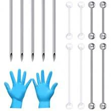 2-31pcs Body Septum Piercing Kit 14G 16G 18G 20G 22G Tools For Nose Tongue Lip Ear Eyebrow Belly Button Cartilage Tragus Industrial Barbell Helix Daith Piercing Jewelry Clamps