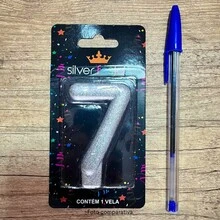 2 Number Birthday Candles Silver Glitter Shine - 17/71 years old - View 7