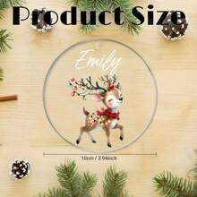 1 件亚克力吊坠，可定制名称 - 个性化圣诞鹿图案吊坠，适用于圣诞树装饰、节日家居和厨房配件，无需电源 - 彩色 - 查看 2