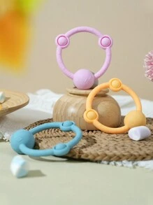 PopLittleOne 1 件婴儿硅胶摇铃玩具纯色婴儿出牙玩具婴儿教育互动感官玩具柔软婴儿新生儿用品 - 彩色 - 查看 7