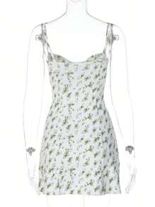 Women's Sleeveless Short Skirt With Small Floral Straps And Backless Sexy A-Line Dress, Spring And Summer Style, Sexy, Simple, Sleeveless, Backless