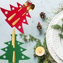 12pcs Christmas Decoration, Tableware Storage Christmas Tree, Five-Pointed Star, Applicable Scene, Christmas Decoration, Table Decoration, Kitchen Decoration Supplies, Tableware Storage Desktop Decoration, For Home, Gift, Vacation And Festival Halloween Christmas Multifunctional Use - Multicolor - View 5