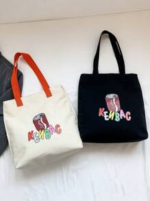 1 件大容量帆布包时尚便携式购物袋学生休闲轻便班级书包单肩手提包，适合日常外出、玩耍、上学、通勤使用，是送给朋友的完美礼物 - A - 查看 1