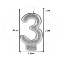 2 Number Birthday Candles Silver Glitter Shine - 30 años - Ver 3