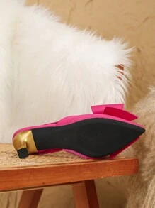 Elegant Sexy High Heel Pointed Toe Party Shoes With Bow Decor, Comfortable, Non-Tiring Feet