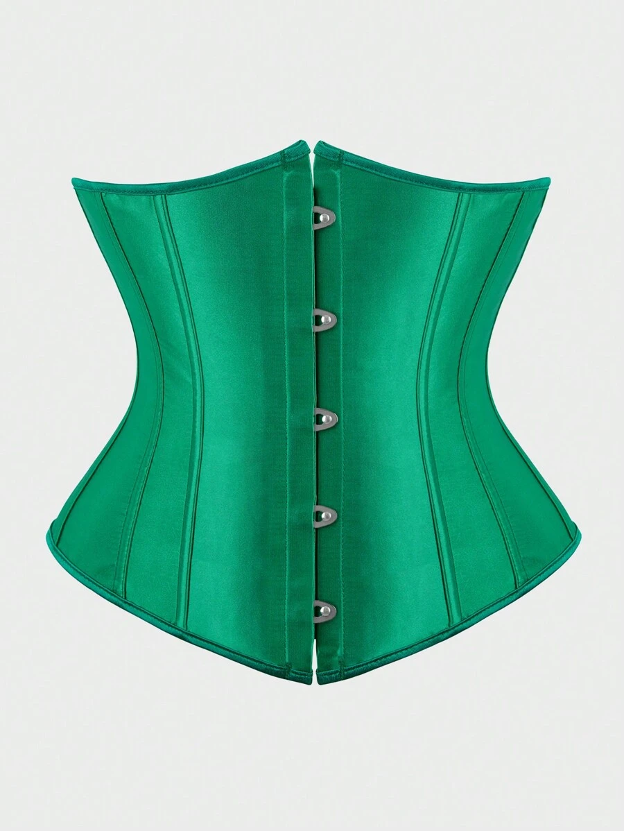 Underbust Corsets For Women,Corset Belt Tummy Control Lace Up Satin Corset,Under Boob Corset Women's Lingerie & Shapewear - màu xanh lá - Xem 1