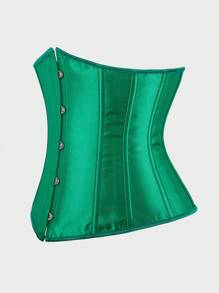 Underbust Corsets For Women,Corset Belt Tummy Control Lace Up Satin Corset,Under Boob Corset Women's Lingerie & Shapewear - màu xanh lá - Xem 2