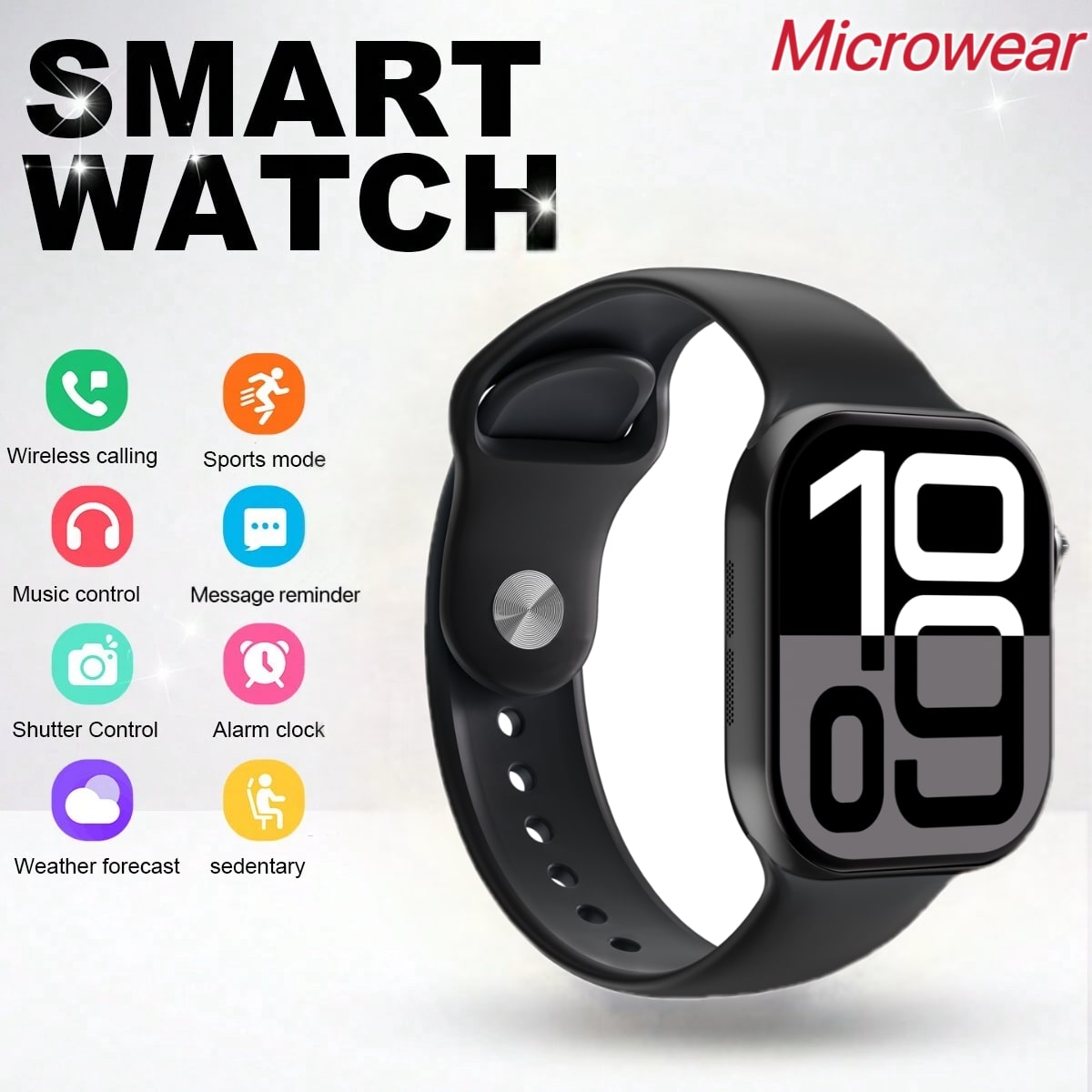 Microwear Relógio inteligente para mulheres, homens, relógio esportivo/papel de parede personalizado, controle de música/lembrete de mensagem de aplicativo social/lembrete de chamada recebida/lembrete de mensagem/frequência cardíaca/exercícios múltiplos/lembrete de despertador/lembrete sedentário/encontrar telefone celular/reprodução de música/cronômetro/pedômetro/distância /Calorias/Monitoramento do sono /Monitoramento da frequência cardíaca/Pressão arterial/Oxigênio no sangue/Dispositivo de pesquisa/Mudança de idioma/Levante a mão para iluminar a tela