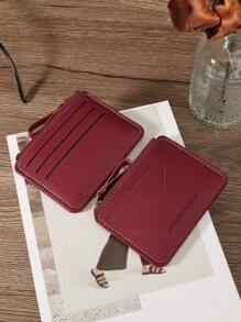 SOUTHLAND&KANGAROO Black Letter Purse Pocket Wallet Fashion Malist Slim Lightweight Portable Cash Money ID Card Card Coin Pocket For Birthday Gift Teenagers For College Student School Student Men Male Card Holder Wallet Business Card Holder Credit Card Holder Women For Women Mini Wallet Card Wallet - Burgundy - View 3