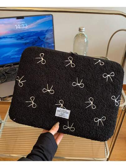 11 英寸, 14 英寸, 简约压线, 毛绒蝴蝶结, 线条图案, 时尚, 轻便, 手拿包, 笔记本电脑包, 平板电脑包 教师礼物, 教师用品, 教师用品, 教师包, 感谢老师, 大学包, 学校用品, 学校用品, 教师大学生教室笔记本电脑包, 教室包, 教师收纳袋, 教室收纳袋