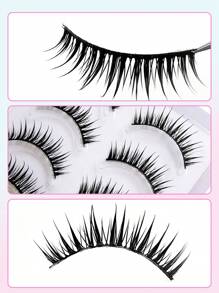Asiteo 5 Pairs Cartoon Anime False Eyelashes, Natural Makeup Effect, Moisturizing And Lightweight, Can Extend Lashes, Makeup Tools - 黑色 - 查看 4