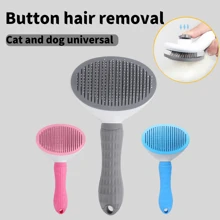 1pc Dog/Cat Hair Brush, Flea Comb, Self-Cleaning Brush, Pet Grooming Brush, Massage Brush, Deshedding Tool, Fur Removal Brush, Pet Cleaning Tool, Hair Collection Tool, Dog Brush, Cat Brush, Pet Deshedding Brush, Animal Accessories, Pet Supplies, Non-Slip Stainless Steel Dog Comb, Cat Accessories