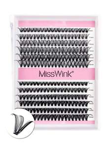 Miss Wink Soft & Natural 30D+40D Einzelne Wimpernverlängerungen 9-16mm gemischt 0,07mm C/D, 12 Reihen 240 Wimpern wasserfeste Nerz Wimpernbüschel, 3D voluminöser Effekt für DIY Wimpernapplikation, geeignet für natürliches bis dramatisches Make-up für den täglichen Gebrauch oder Veranstaltungen Wimpernbüschel, Wimpernbüschel, Einzelwimpern, Wimpern, Falsche Wimpern - Schwarz - Übersicht 5