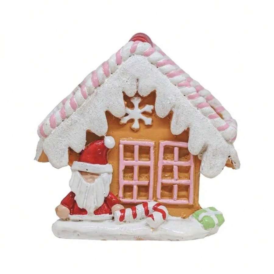 Snowman, Santa Claus And Ceramic House With 1 LED - 小房子19x7x9 - 查看 1