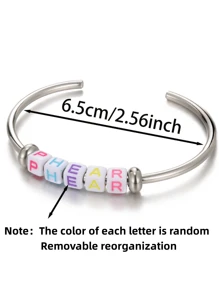 Gelang Manik-Manik Kustom dengan Nama yang Dipersonalisasi, Manik-Manik Warna-warni, Huruf Awal, Gelang Kustom, Gelang Persahabatan Dopamin, Hadiah untuk Teman, Hadiah Natal - MultiWarna - View 6