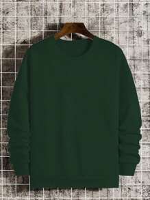 Áo nỉ chui đầu màu trơn cỡ lớn dành cho nam, thích hợp cho mùa xuân và mùa thu. - Màu xanh lá cây đậm - Xem 3