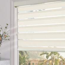 Persianas Persilux Blackout Zebra para Ventanas (35.5<< An x 72» Al, Beige) Persianas de Cebra sin cordón para Ventanas Interiores, Persianas Aislantes Térmicas con Cassette Mejorado, Persianas para el Hogar - Beis - Ver 2