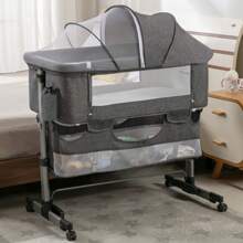 Baby Bedside Bassinet Sleeper With Wheels, Heigt Adjustable, For Infant/Baby/Newborn Girls & Boys 0-6 Months - Xám - Xem 2