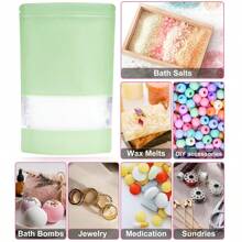 100个立式磨砂窗口密封袋可重复使用食品分装袋饼干糖果咖啡收纳袋情人节 - 青檸色 - 查看 5