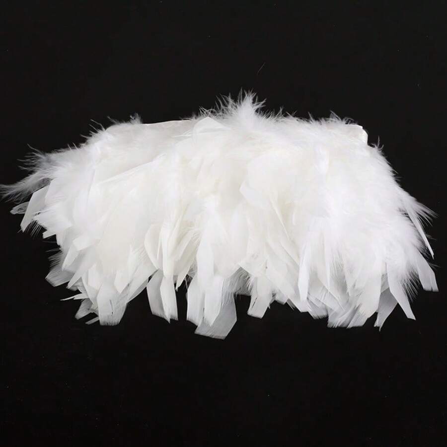 1M 10-15cm/4-6inch Natural White Turkey Feathers Ribbon Crafts DIY Plume Hair Trim Sewing Handwork Party Wedding Feathers Jewelry Making Accessories Decoration