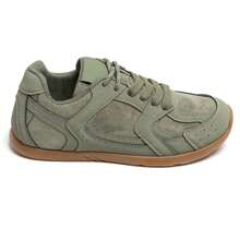 Flat Sneakers With Laces And Retro Design - Green - View 2