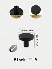4pcs/1pc Aluminum Alloy Round Single Hole Pull Handle Screws, Free Golden Cabinet Drawer Wardrobe Door Knobs, Simple Black Furniture Hardware Pulls
