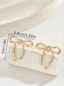 1 对金色蝴蝶结耳钉波西米亚风格优雅时尚耳环女士时尚耳环适合日常佩戴