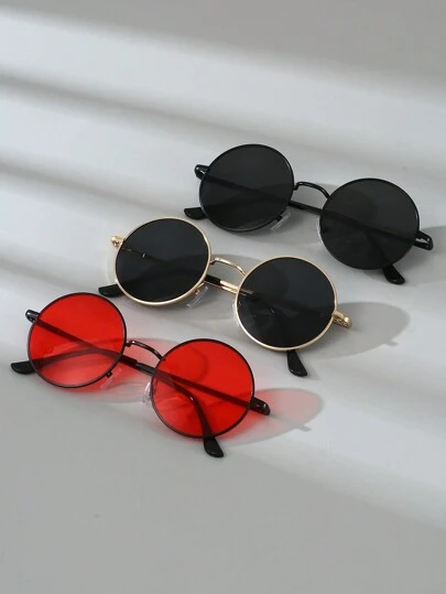 1pc/2pcs Metal Round Frame Fashion Glasses, Retro Punk Street Fashion Eyewear