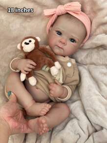 Bettie Doll head 1-4 1 件 18 英寸全硅胶乙烯基 Bettie 重生女孩婴儿娃娃手工制作婴儿新生娃娃带彩绘头发（含猴子玩具），猴子，重生娃娃，女孩玩具，女婴玩具，玩具，重生娃娃 - Reborn Girl - 查看 2