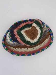 1 件女士复古夏尔巴羊毛帽，温暖厚针织帽，咖啡色，复古手工针织帽，适合秋冬季冬季圣诞节无檐小便帽 - 彩色 - 查看 10