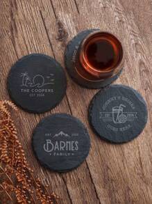 Đế lót ly đá phiến tùy chỉnh, Đế lót ly đá phiến tùy chỉnh, Đế lót ly đá phiến khắc, Quà tặng tiệc cưới/tiệc tùy chỉnh, Quà tặng Giáng sinh tại nhà, Đế lót ly đá phiến viền tròn màu đen có khắc logo, Đế lót ly đá tự nhiên, Đế lót ly chịu nhiệt, Đế lót ly đá phiến Whisky cho quầy bar - màu đen - Xem 4