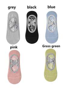 1 Pair/3 Pairs/5 Pairs Of Anti Slip Grip Yoga Socks, Breathable Cross Band Invisible Sports Indoor Socks, Silicone Anti Slip Dance Socks
