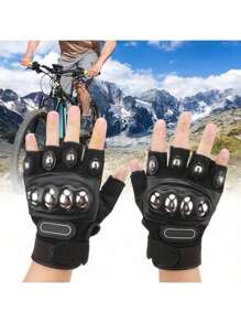 Sonducket 1 Pair Half Finger Rock Climbing Gloves Weight Lifting Anti-Shock Fingerless Glove Sports Equipment Outdoor Tactical Gloves Airsoft Half Finger Sports Gloves Men's Military Combat Gloves Hunting Shooting Gloves - 黑色 - 查看 1