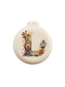 1个可爱26字母花卉婚礼专属迷你梳子，小巧便携迷你气垫梳，带折叠气囊按摩功能，内置镜子，旅行和露营必备 - 米色 - 查看 35