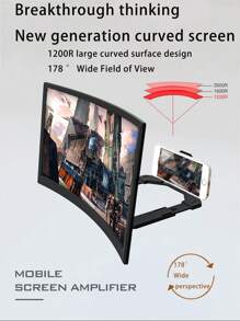New 14 Inch Curved Screen Mobile Phone Screen Amplifier For Slouchy People Watching TV Shows, Desktop Phone Stand Amplifier - Black - View 8