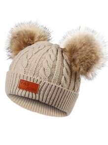 1 件男女通用编织针织帽，Y2K 风格滑雪帽，户外保暖冬帽，休闲日常穿着 - 兒童針織帽 - 查看 38