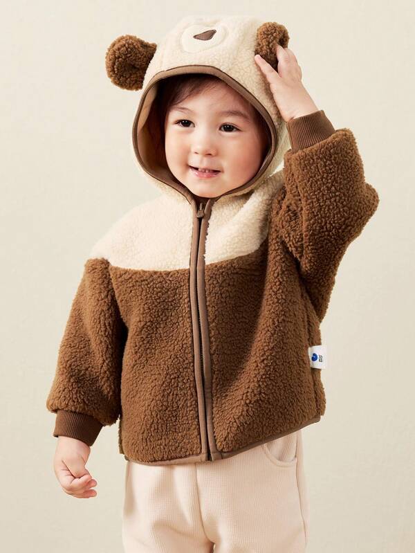 mini bala Nueva chaqueta polar reversible de invierno, cálida y linda para niños y niñas