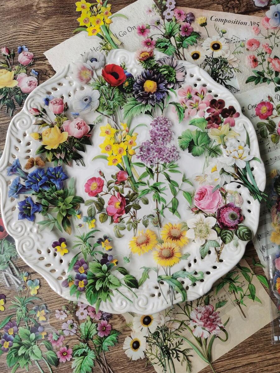 1 Gói 40 Miếng Dán Trang Trí Hoa Cây Bằng Vật Liệu PET Tự Làm - Một cỡ - Xem 1