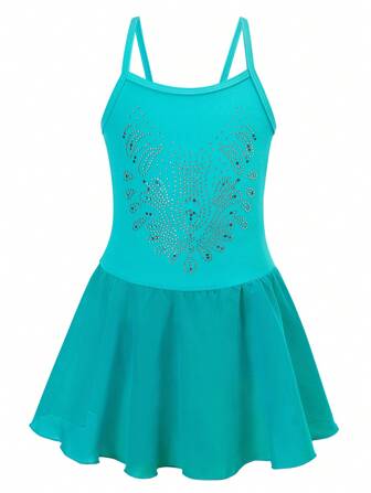 女童舞蹈裙，儿童闪亮水钻芭蕾舞裙