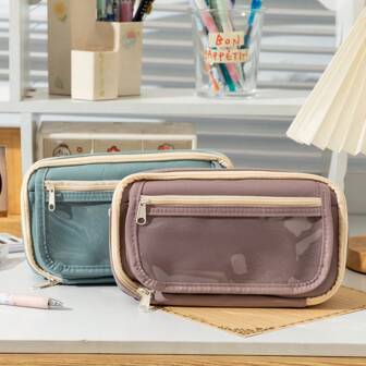 9 Layers High Capacity Pencil Case With Flip Cover For Back To School Season, Multi-Functional Clear Pencil Box For Middle School Students,Pencil Pouch,School Bag