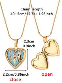 1 pièce Collier pendentif médaillon en forme de cœur personnalisé avec photo. Colliers personnalisés avec image de cœur. Chaîne ronde en acier inoxydable avec perles. Accessoires de bijoux personnalisés, idéaux pour cadeau pour maman, papa, amis, amoureux, famille