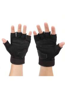 Sonducket 1 Pair Half Finger Rock Climbing Gloves Weight Lifting Anti-Shock Fingerless Glove Sports Equipment Outdoor Tactical Gloves Airsoft Half Finger Sports Gloves Men's Military Combat Gloves Hunting Shooting Gloves - 黑色 - 查看 5