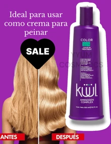 KÜÜL - Color Me Tratamiento Leave-in 300 ml, de Uso diario, para Cabello Teñido o Natural, Ayuda a Prolongar la Duración del Color, Revitaliza y Sella la Pigmentación, con Amino Gen, con Filtro UV - Morado - Ver 2