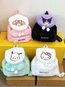 Sanrio 1pc Plush Backpack, Large Capacity Backpack With Embroidered, And, Suitable For Girls, Great Gift For Friends,Boho Vibes