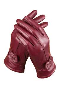 Leather Gloves For Women Winter Warm Genuine Sheepskin Leather Gloves With Thermal Cashmere Knitted Lining Driving Fashion Glovec - 紅木色 - 查看 1