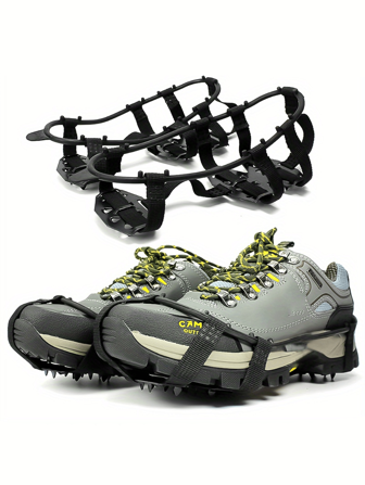 1 对户外 24 齿锰钢冰爪攀岩防滑鞋套雪爪登山鞋钉雪地泥地抓地力 34-45 码