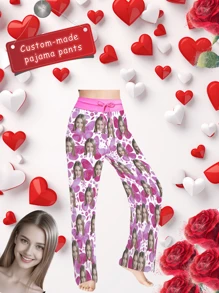 [DIY] Customized Women's Long Pajama Pants, Custom Portrait Photo, Creative Gift, Novelty Big Head Photo, Humorous Face Replacement, Lightweight Breathable Quick-Dry Silky Soft Fabric, Gift For Friends/Partner/Lover, Party/Birthday Present