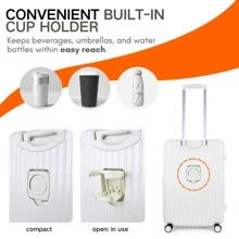 JLY Premium Lightweight 3-Piece PC+ABS Hard Shell Luggage Set, Cabin, Medium & Large Suitcases, Built-In Cup Holder, Wet/Dry Storage, TSA Combination Lock - Ivory White - View 3