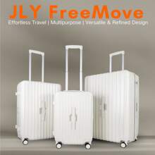 JLY Premium Lightweight 3-Piece PC+ABS Hard Shell Luggage Set, Cabin, Medium & Large Suitcases, Built-In Cup Holder, Wet/Dry Storage, TSA Combination Lock - Ivory White - View 7